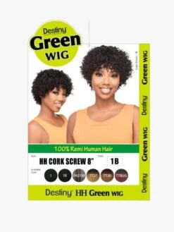 HH Cork Screw 8 Inch 100 Remi Human Hair Destiny Green Full Wig - Beauty Elements -Fashion Wig Store hh cork screw 8 100 remi human hair destiny green full wig beauty elements obw2