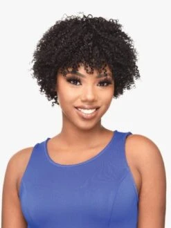 HH Kinky Bohemian 8 Inch 100 Remi Human Hair Destiny Green Full Wig - Beauty Elements