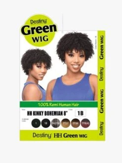 HH Kinky Bohemian 8 Inch 100 Remi Human Hair Destiny Green Full Wig - Beauty Elements -Fashion Wig Store hh kinky bohemian 8 100 remi human hair destiny green full wig beauty elements obw2