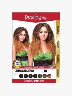 Jamaican Jerry Destiny Pop And Go Premium Realistic Fiber Full Wig - Beauty Elements -Fashion Wig Store jamaican jerry premium realistic fiber full wig obw.2