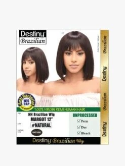 Margot 12 Inch Virgin Remi HH Brazilian Full Wig - Beauty Elements -Fashion Wig Store margot 12 pack onebeautyworld