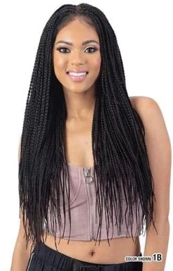 Medium Knotless Box Braids 28 HD Lace Front Braided Wig By Mayde Beauty