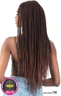 Pre Stretched Box Braid 5x5 HD Braided Lace Frontal Wig Model Model -Fashion Wig Store pre stretched box braid 5 x 5 braided lace frontal wig model model obw3 1