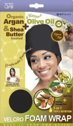 Qfitt Organic Argan Olive Oil Shea Butter Treated Velcro Foam Wrap 817 Black