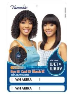 WH Akira 100 Human Hair Wet N Wavy Full Cap Wig By Vanessa Hair -Fashion Wig Store wh akira human hair wet wavy full cap wig zury sis obw.1