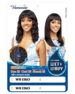 WH Eiko 100 Human Hair Wet N Wavy Full Cap Wig By Vanessa Hair -Fashion Wig Store wh eiko human hair wet wavy full cap wig zury sis obw3